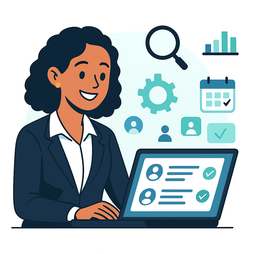 RH — Recrutamento e triagem de candidatos.